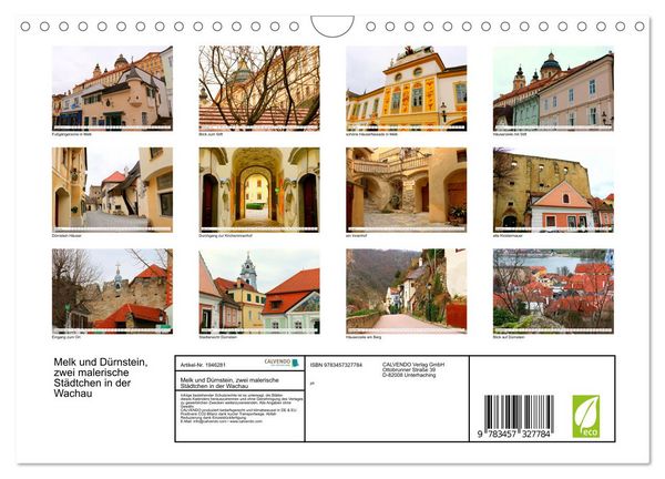 Produktbild: Melk und D&uuml;rnstein, zwei malerische St&auml;dtchen in der Wachau (Wandkalender 2026 DIN A4 quer), CALVENDO Monatskalender