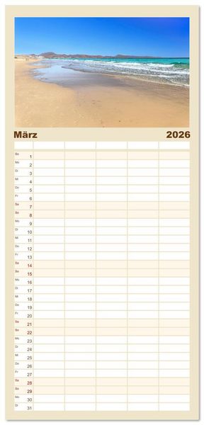 Produktbild: Familienplaner 2026 - Fuerteventura - W&uuml;stenzauber und Meeresrauschen mit 5 Spalten (Wandkalender, 21 x 45 cm) CALVENDO