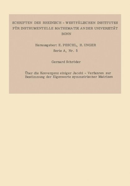 Produktbild: &Uuml;ber die Konvergenz einiger Jacobi-Verfahren zur Bestimmung der Eigenwerte symmetrischer Matrizen