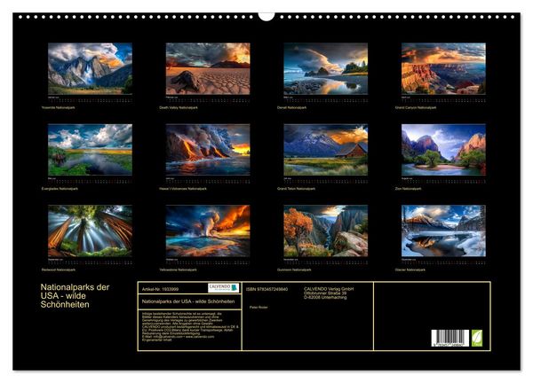 Produktbild: Nationalparks der USA - wilde Sch&ouml;nheiten (Wandkalender 2026 DIN A2 quer), CALVENDO Monatskalender