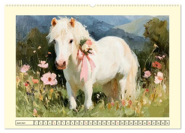 Produktbild: Zauberhafte Ponys. Kleine Pferdchen in lieblicher &Ouml;loptik (hochwertiger Premium Wandkalender 2027 DIN A2 quer), Kunstdruck in Hochglanz