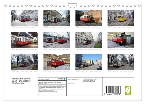 Produktbild: Mit der Bim durch Wien - Die Wiener Stra&szlig;enbahn (Wandkalender 2026 DIN A4 quer), CALVENDO Monatskalender