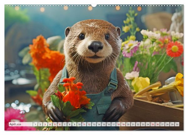 Produktbild: Otter bei der Arbeit (Wandkalender 2026 DIN A2 quer), CALVENDO Monatskalender