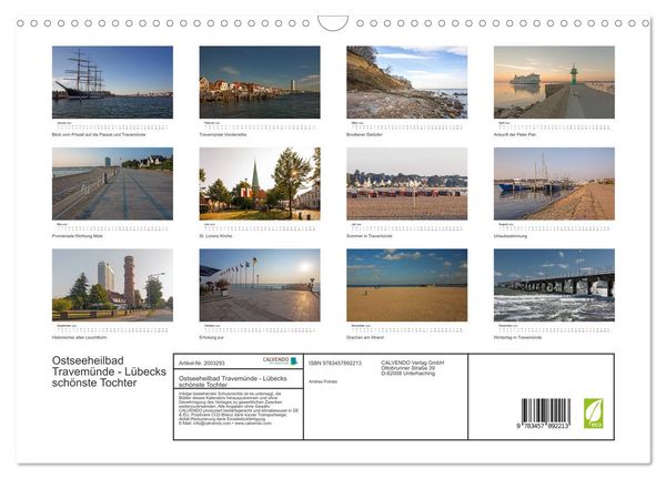 Produktbild: Ostseeheilbad Travem&uuml;nde - L&uuml;becks sch&ouml;nste Tochter (Wandkalender 2026 DIN A3 quer), CALVENDO Monatskalender