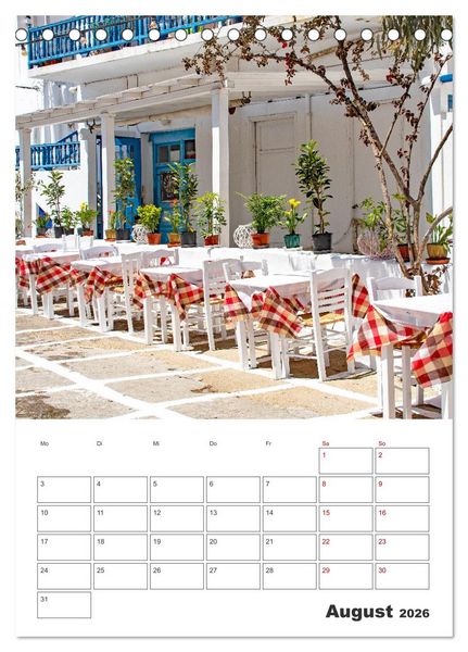 Produktbild: Stadt Mykonos - Reiseplaner (Tischkalender 2026 DIN A5 hoch), CALVENDO Monatskalender