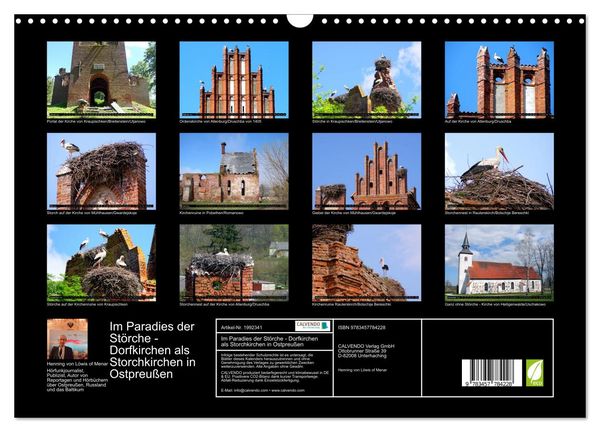 Produktbild: Im Paradies der St&ouml;rche - Dorfkirchen als Storchkirchen in Ostpreu&szlig;en (Wandkalender 2026 DIN A3 quer), CALVENDO Monatskalender