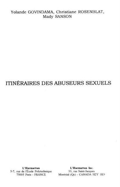 Produktbild: Itineraires des Abuseurs Sexuels