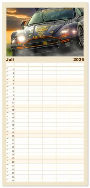 Produktbild: Familienplaner 2026 - Fantasievolle Rennautos - Im Rausch der Geschwindigkeit mit 5 Spalten (Wandkalender, 21 x 45 cm) CALVENDO