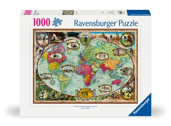 Produktbild: Erwachsenenpuzzle 1000 Teile - Mit Fahrrad um die Welt
