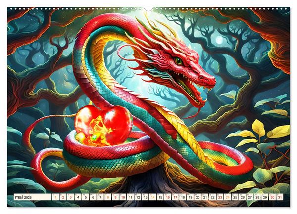 Produktbild: Gardiens mystiques (Calendrier mural 2026 DIN A2 vertical) calendrier de bureau