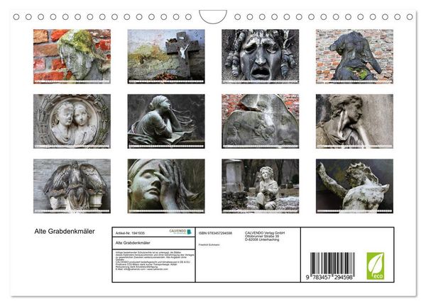 Produktbild: Alte Grabdenkm&auml;ler (Wandkalender 2026 DIN A4 quer), CALVENDO Monatskalender