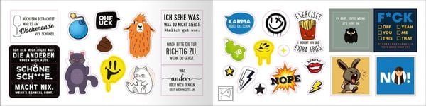 Produktbild: B&ouml;se Spr&uuml;che Stickerheft: Stickern. L&auml;cheln. Vollpfosten denken!