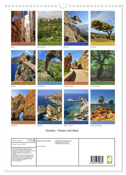 Produktbild: Korsika - Felsen und Meer (Wandkalender 2026 DIN A3 hoch), CALVENDO Monatskalender