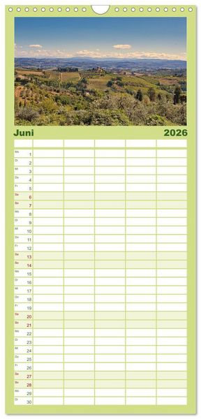 Produktbild: Familienplaner 2026 - Impressionen aus San Gimignano mit 5 Spalten (Wandkalender, 21 x 45 cm) CALVENDO
