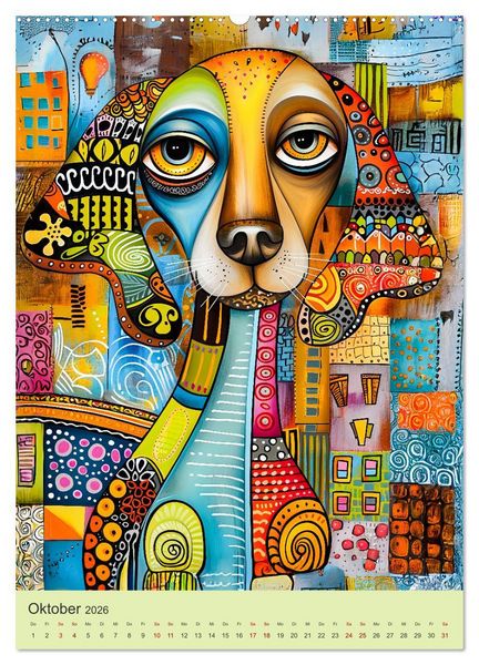 Produktbild: Pop-Art Hunde - Moderne, verr&uuml;ckte Hundeportr&auml;ts (Wandkalender 2026 DIN A2 hoch), CALVENDO Monatskalender