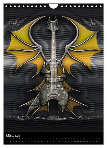 Produktbild: Heroische Gitarren (Wandkalender 2026 DIN A4 hoch), CALVENDO Monatskalender