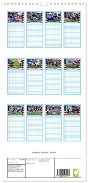 Produktbild: Familienplaner 2026 - American Football - Kickoff mit 5 Spalten (Wandkalender, 21 x 45 cm) CALVENDO