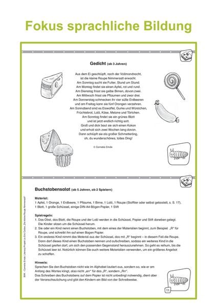 Produktbild: Literacy-Projekt zum Bilderbuch Die kleine Raupe Nimmersatt