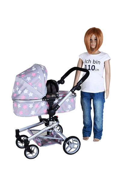 Knorrtoys 90944 - Kombi-Puppenwagen Boonk Star Grey Pink, mit Zubehr,  umbaubar, Schieberhhe: 45-82cm - Jetzt Spielzeug bei bcher.de bestellen