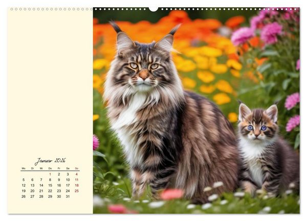 Produktbild: Samtpfoten im Bl&uuml;tenmeer (hochwertiger Premium Wandkalender 2026 DIN A2 quer), Kunstdruck in Hochglanz