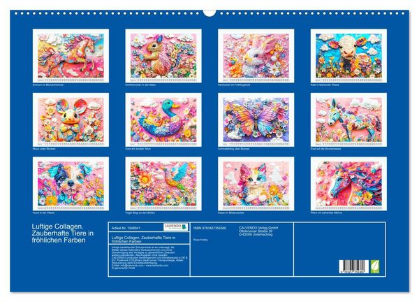 Produktbild: Luftige Collagen. Zauberhafte Tiere in fr&ouml;hlichen Farben (Wandkalender 2026 DIN A2 quer), CALVENDO Monatskalender