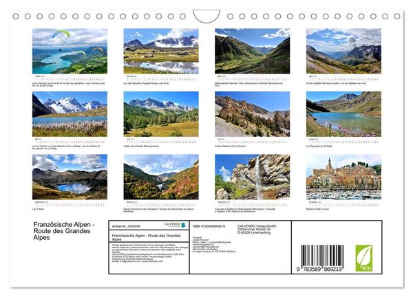 Produktbild: Franz&ouml;sische Alpen - Route des Grandes Alpes (Wandkalender 2027 DIN A4 quer), CALVENDO Monatskalender
