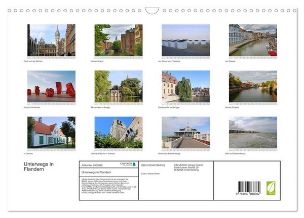 Produktbild: Unterwegs in Flandern (Wandkalender 2026 DIN A3 quer), CALVENDO Monatskalender