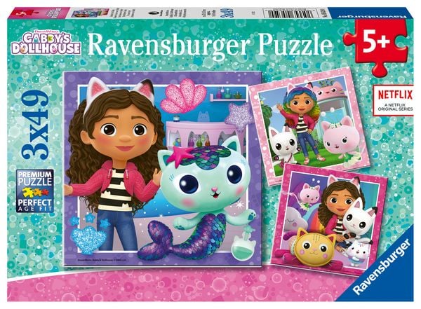 Produktbild: Kinderpuzzle 3x49 Teile - Gabby's Dollhouse - Spielzeit mit Gabby