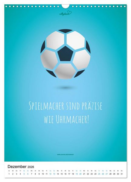 Produktbild: vollgeherzt: Der lustige Zitate-Wandkalender f&uuml;r Fu&szlig;ballfans und Sportbegeisterte! (Wandkalender 2026 DIN A3 hoch), CALVENDO Monatskalender
