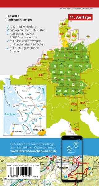 Produktbild: BVA ADFC Radtourenkarte Nordfriesland, Schleswig 1:150.000