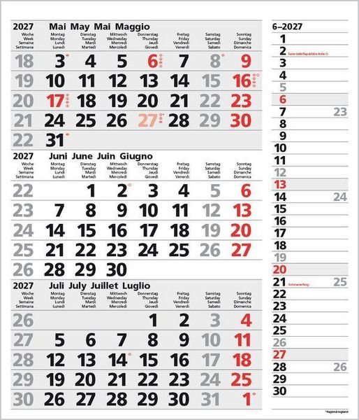Produktbild: 3-Monats-Planer Combi Grau 2027