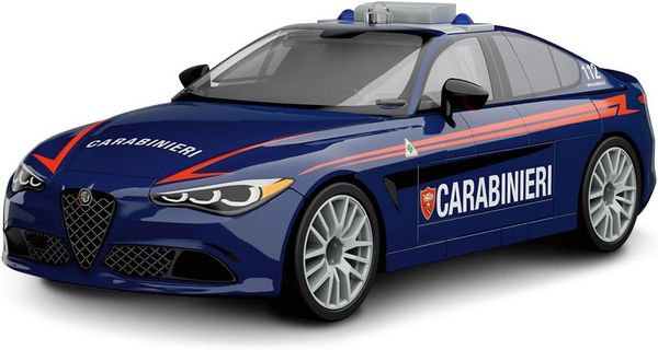 Produktbild: COBI-24654 - Alfa Romeo Giulia Quadrifoglio Carabinieri, Bausatz 1:35, 99 Klemmbausteine