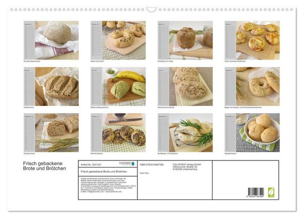 Produktbild: Frisch gebackene Brote und Br&ouml;tchen (Wandkalender 2026 DIN A2 quer), CALVENDO Monatskalender