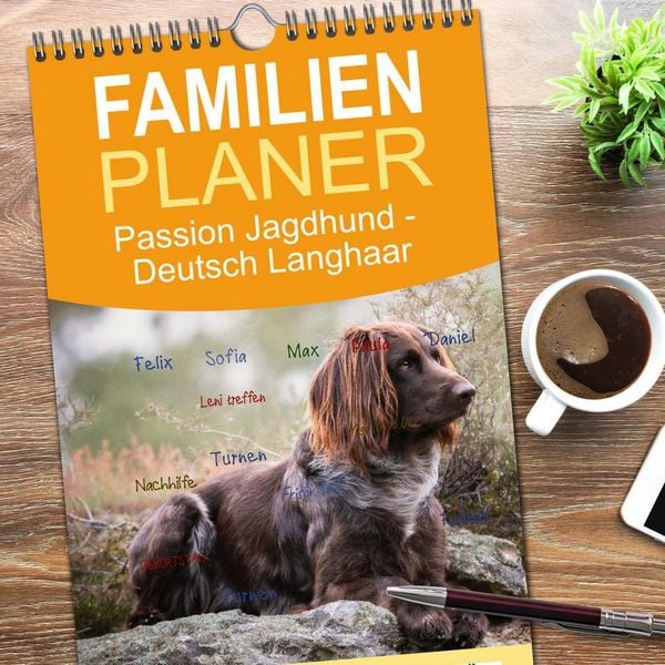Produktbild: Familienplaner 2026 - Passion Jagdhund - Deutsch Langhaar mit 5 Spalten (Wandkalender, 21 x 45 cm) CALVENDO