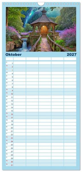 Produktbild: Familienplaner 2027 - Pl&auml;tze zum Tr&auml;umen mit 5 Spalten (Wandkalender, 21 x 45 cm) CALVENDO