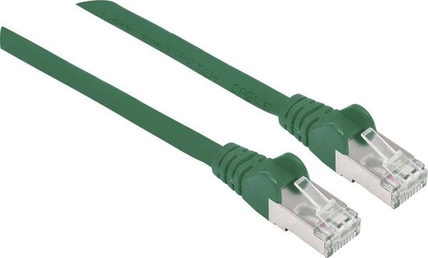 Produktbild: Intellinet 740654 RJ45 Patchkabel CAT 6a S/FTP 0.50 m Gr&uuml;n Folienschirm, Geflechtschirm, Geschirmt, Halogenfrei 1 St.
