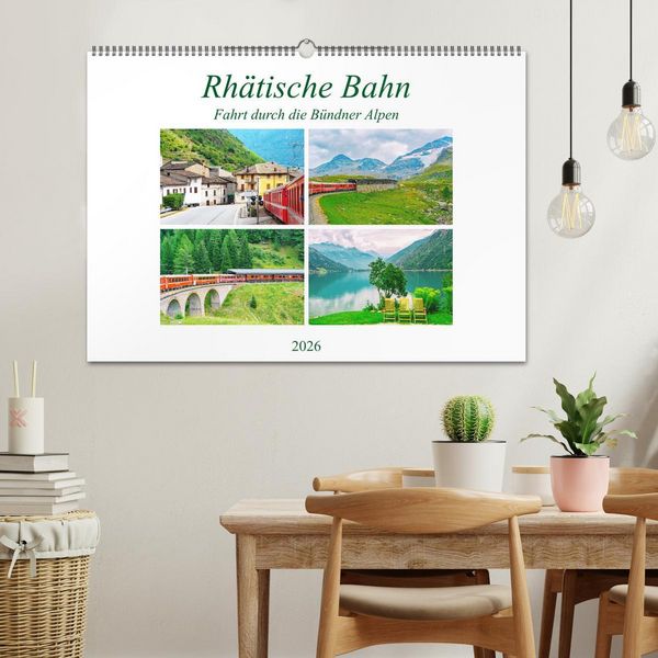 Produktbild: Rh&auml;tische Bahn - Fahrt durch die B&uuml;ndner Alpen (Wandkalender 2026 DIN A2 quer), CALVENDO Monatskalender