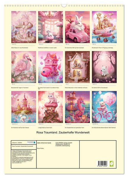 Produktbild: Rosa Traumland. Zauberhafte Wunderwelt (Wandkalender 2026 DIN A2 hoch), CALVENDO Monatskalender