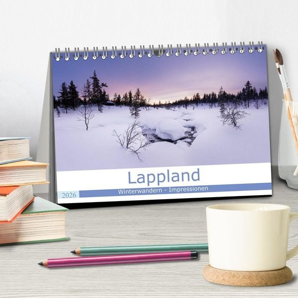 Produktbild: Lappland - Winterwandern Impressionen (Tischkalender 2026 DIN A5 quer), CALVENDO Monatskalender