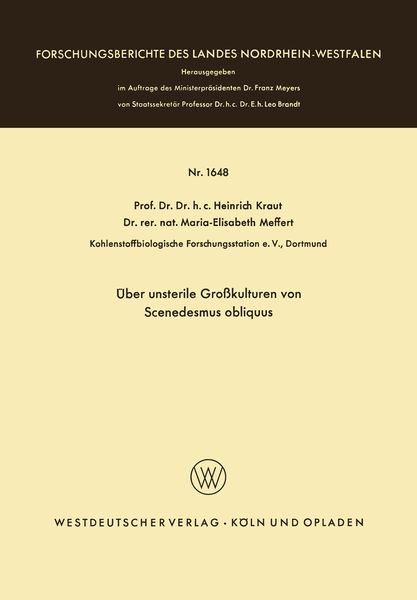 Produktbild: &Uuml;ber unsterile Gro&szlig;kulturen von Scenedesmus obliquus