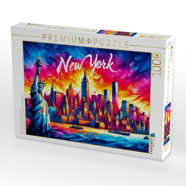 CALVENDO Puzzle New York - Imposant in Tusche eingefangen | 1000 Teile Lege-Größe 64x48cm Foto-Puzzle für glückliche Stunden