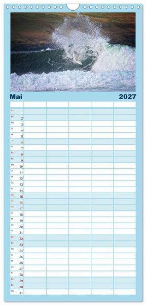 Produktbild: Familienplaner 2027 - Faszination Surfen mit 5 Spalten (Wandkalender, 21 x 45 cm) CALVENDO