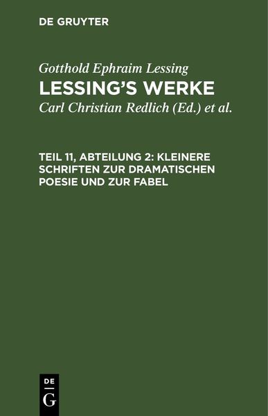 Produktbild: Kleinere Schriften zur dramatischen Poesie und zur Fabel