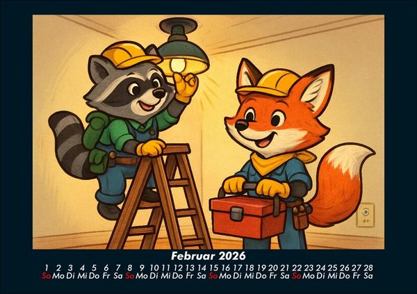 Produktbild: Rocco & Finn - Auf dem Weg zum Elektriker 2026 Fotokalender DIN A5