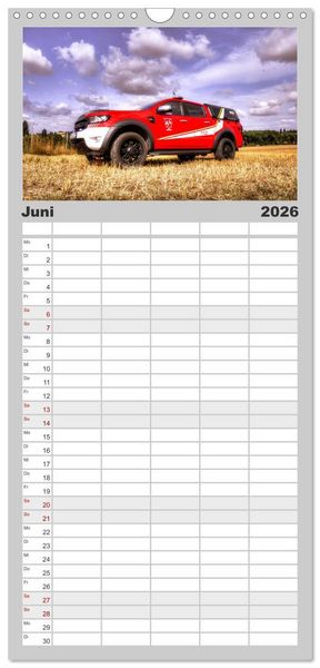 Produktbild: Familienplaner 2026 - Feuerwehrfahrzeuge mit 5 Spalten (Wandkalender, 21 x 45 cm) CALVENDO