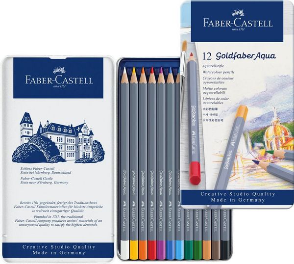 Produktbild: Faber-Castell Aquarellstifte Goldfaber Aqua, 12er Set Metalletui