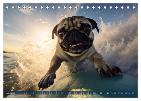 Produktbild: Lustige Mops-Hunde: Die charmanten Meister von Chaos und Unfug (Tischkalender 2026 DIN A5 quer), CALVENDO Monatskalender