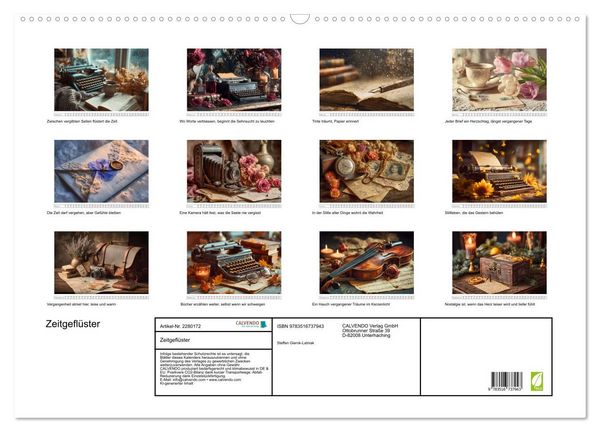Produktbild: Zeitgefl&uuml;ster (Wandkalender 2026 DIN A2 quer), CALVENDO Monatskalender