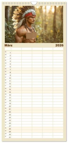 Produktbild: Familienplaner 2026 - Im Bann des Kriegers mit 5 Spalten (Wandkalender, 21 x 45 cm) CALVENDO