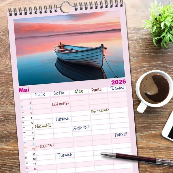 Produktbild: Familienplaner 2026 - Faszination Spiegelung - in der Natur mit 5 Spalten (Wandkalender, 21 x 45 cm) CALVENDO